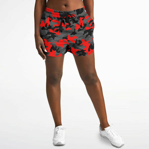 Black Red Camo Running Shorts