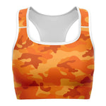 Women's All Orange Camouflage Athletic Sports Bra