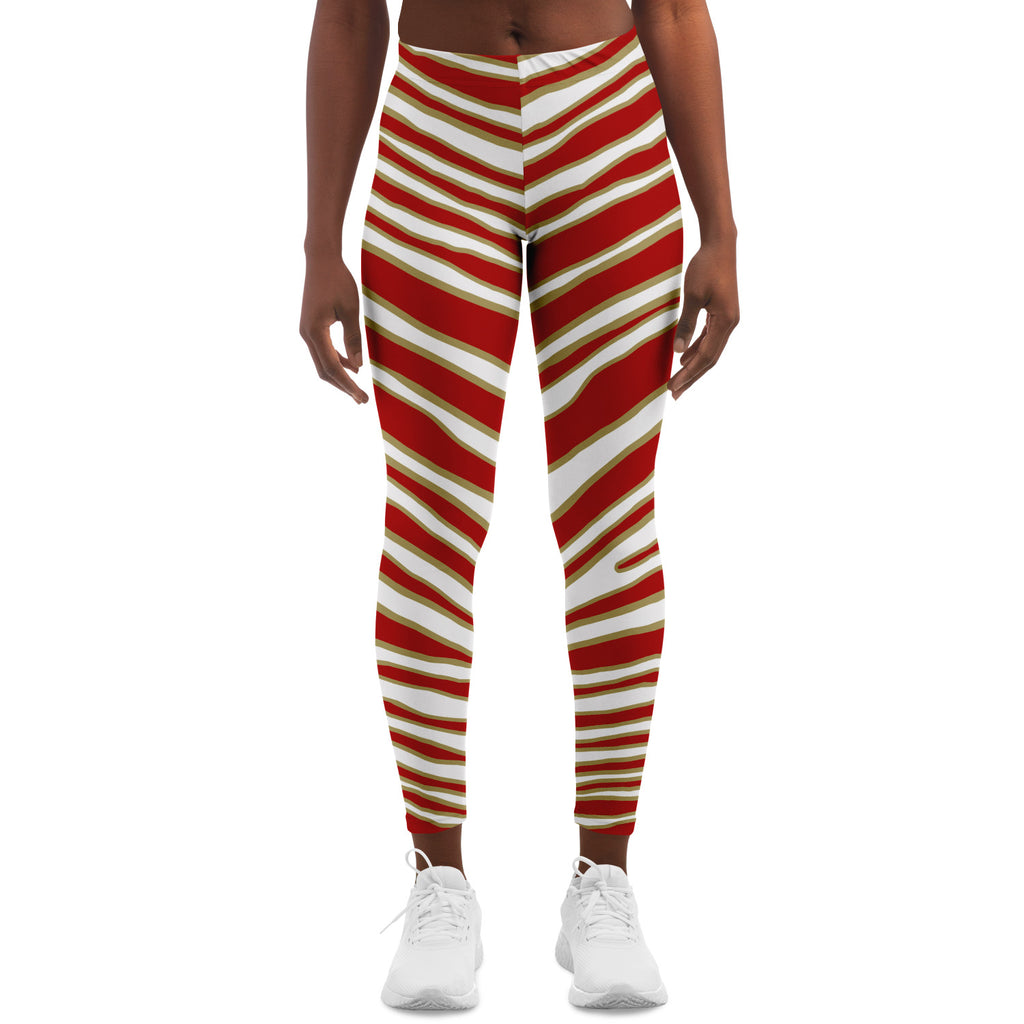 Women's San Francisco Football Gold Wild Zebra Stripe Animal Pattern Mid-Rise Yoga Leggings