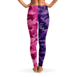 Women's All Purple Pink Camouflage Mid-rise Yoga Leggings Back