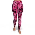 Women's Big Cat Pink Spotted Cheetah High-waisted Yoga Leggings Front