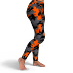 Women's Black Orange Camouflage High-waisted Yoga Leggings Right