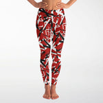 Women's 80s EVH Red Rock Roll Music Frankenstrat Guitar Stripes High-waisted Yoga Leggings