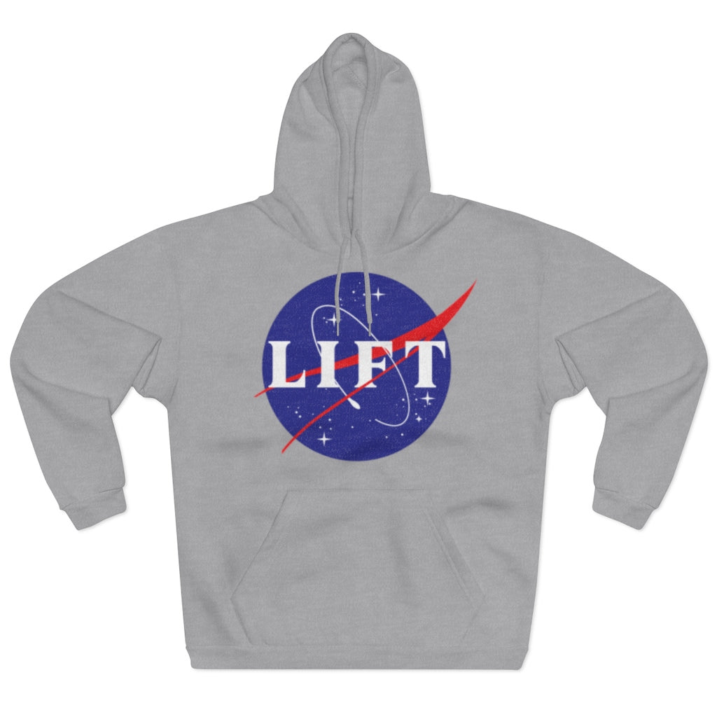 Heather Grey NASA LIFT Heavy Space Gym Workout Unisex Hoodie Front