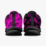 Women's Half Black Pink Paisley Bandana Gym Workout Sneakers Back