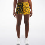 Half Black Yellow Paisley Shorts