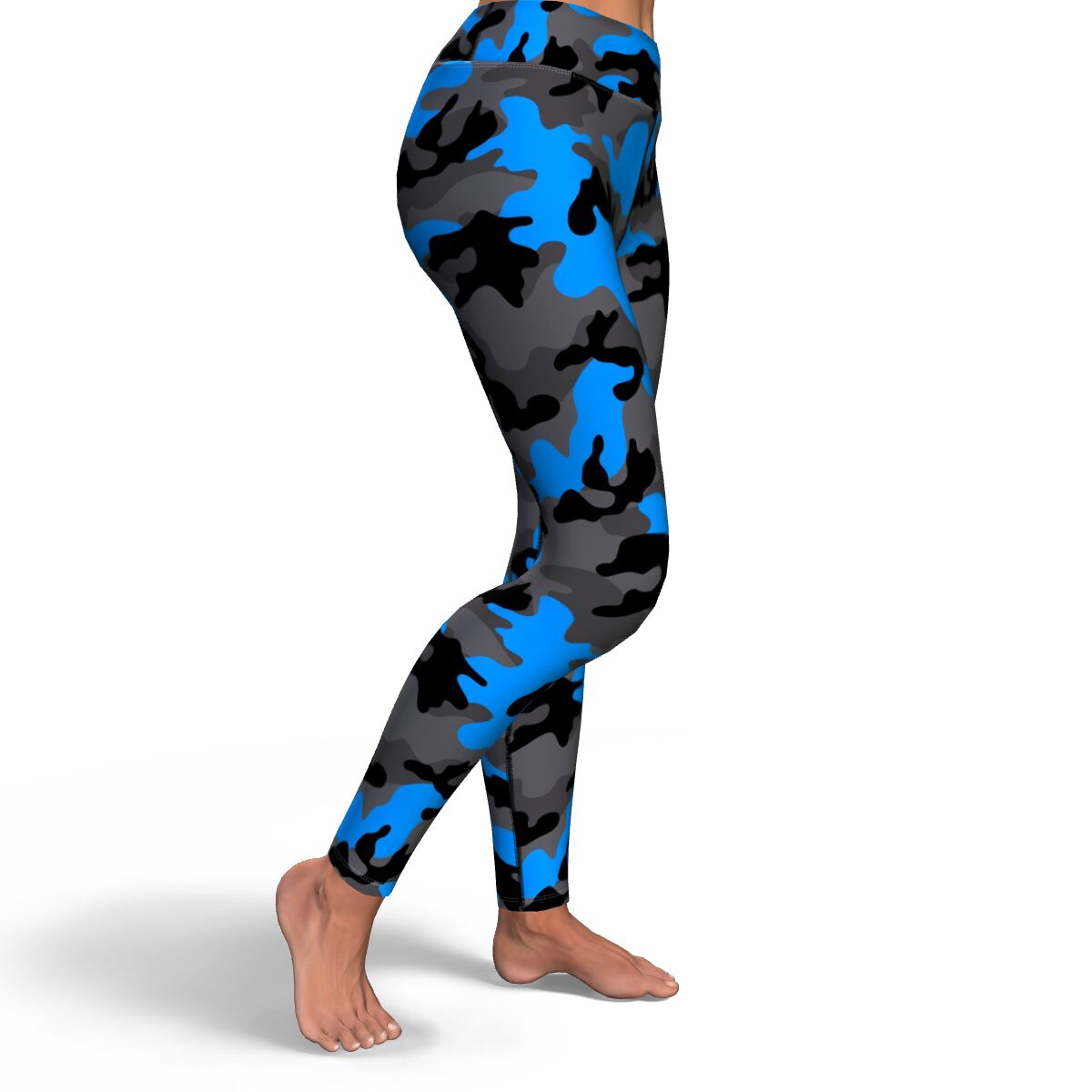 Women's Blue Camouflage Nylon Activewear Legging