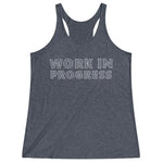 Women's Grey Work In Progress Gym Racerback Tank Top