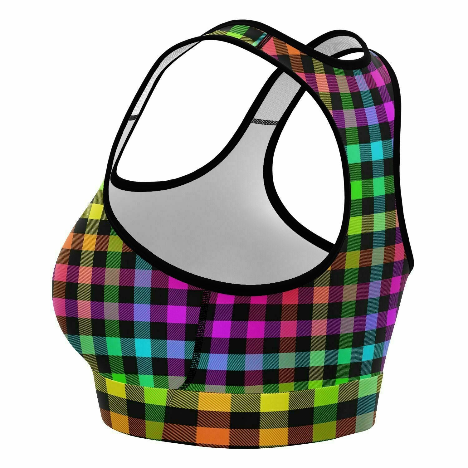 Rainbow Plaid Sports Bra