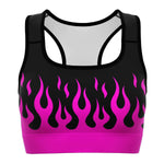 Women's Black Pink Classic Hod Rod Fire Drip Athletic Sports Bra