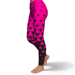 Women's Black Pink Geometric Triangle High-waisted Leggings Left
