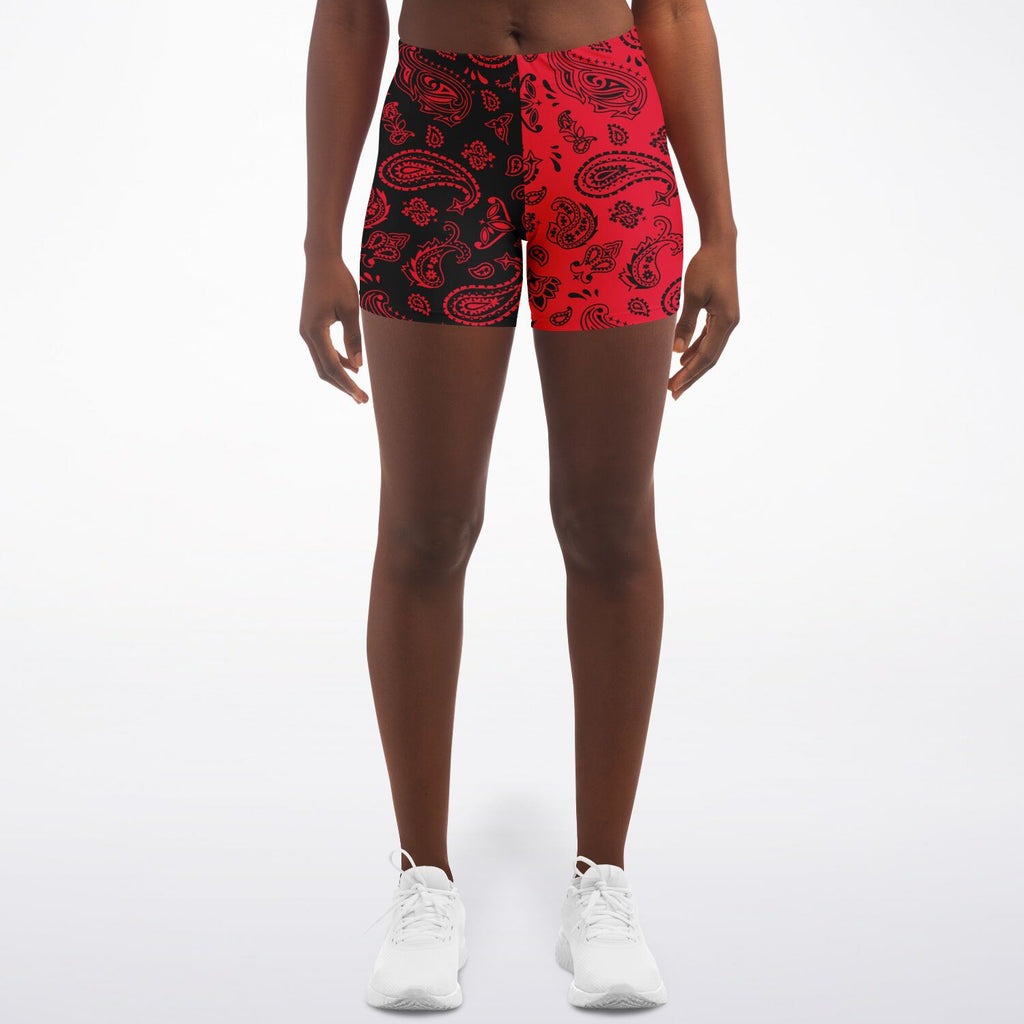 Half Black Red Paisley Shorts