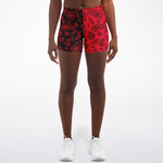 Half Black Red Paisley Shorts