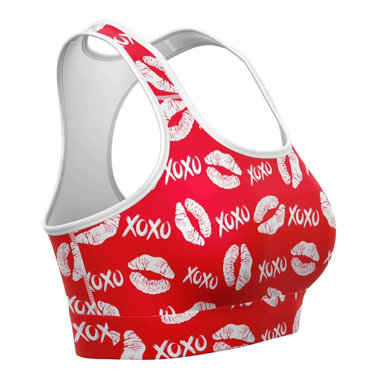 Women's Xs & Os Valentine's Day Kisses Athletic Sports Bra Right
