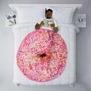 Pink Rainbow Sprinkles Donut Micro Winter Blanket