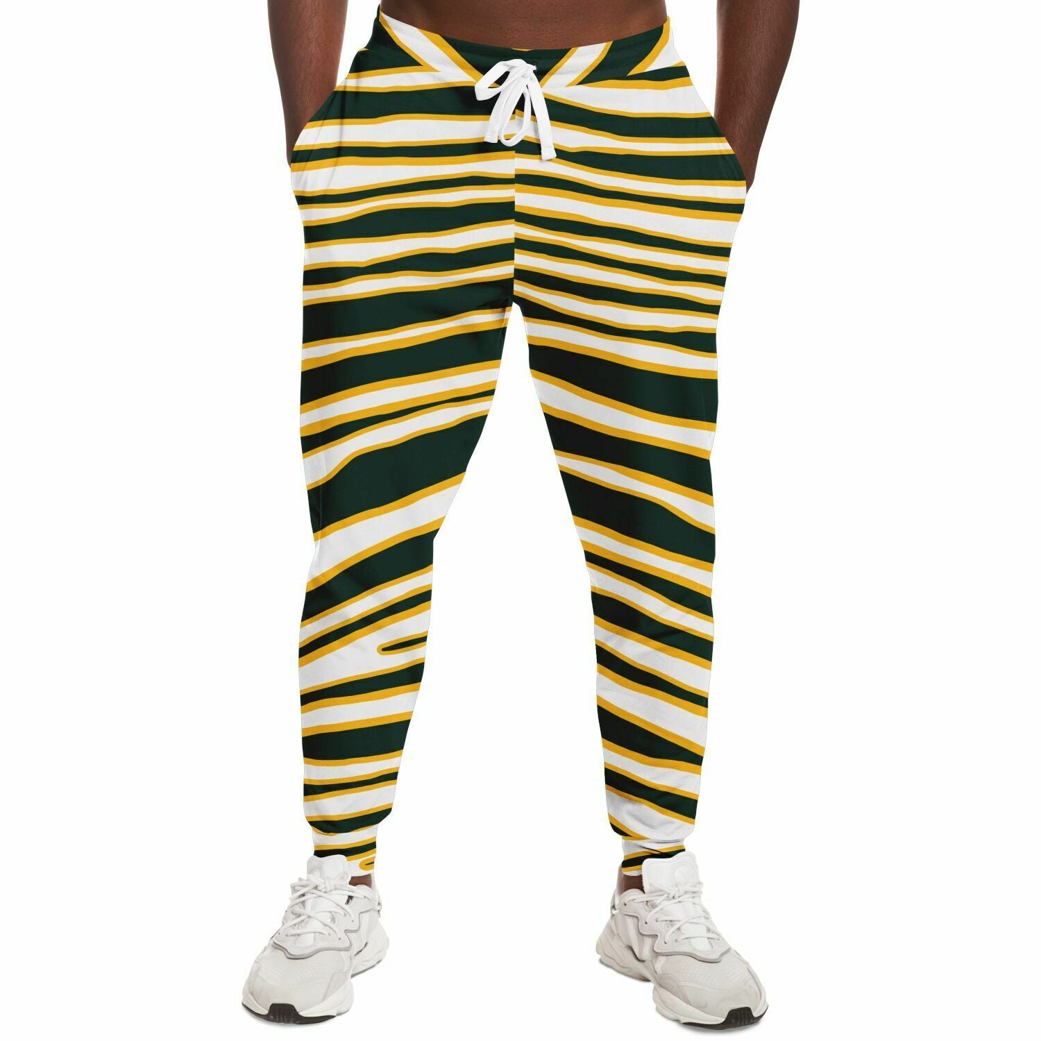 Unisex Green Bay Football Yellow Wild Zebra Stripe Animal Pattern Athletic Joggers