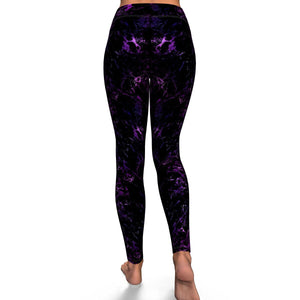 Women's Black Purple Wicked Storm High-waisted Yoga Leggings Back