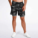 Black Checker Paint Splash Camo Shorts