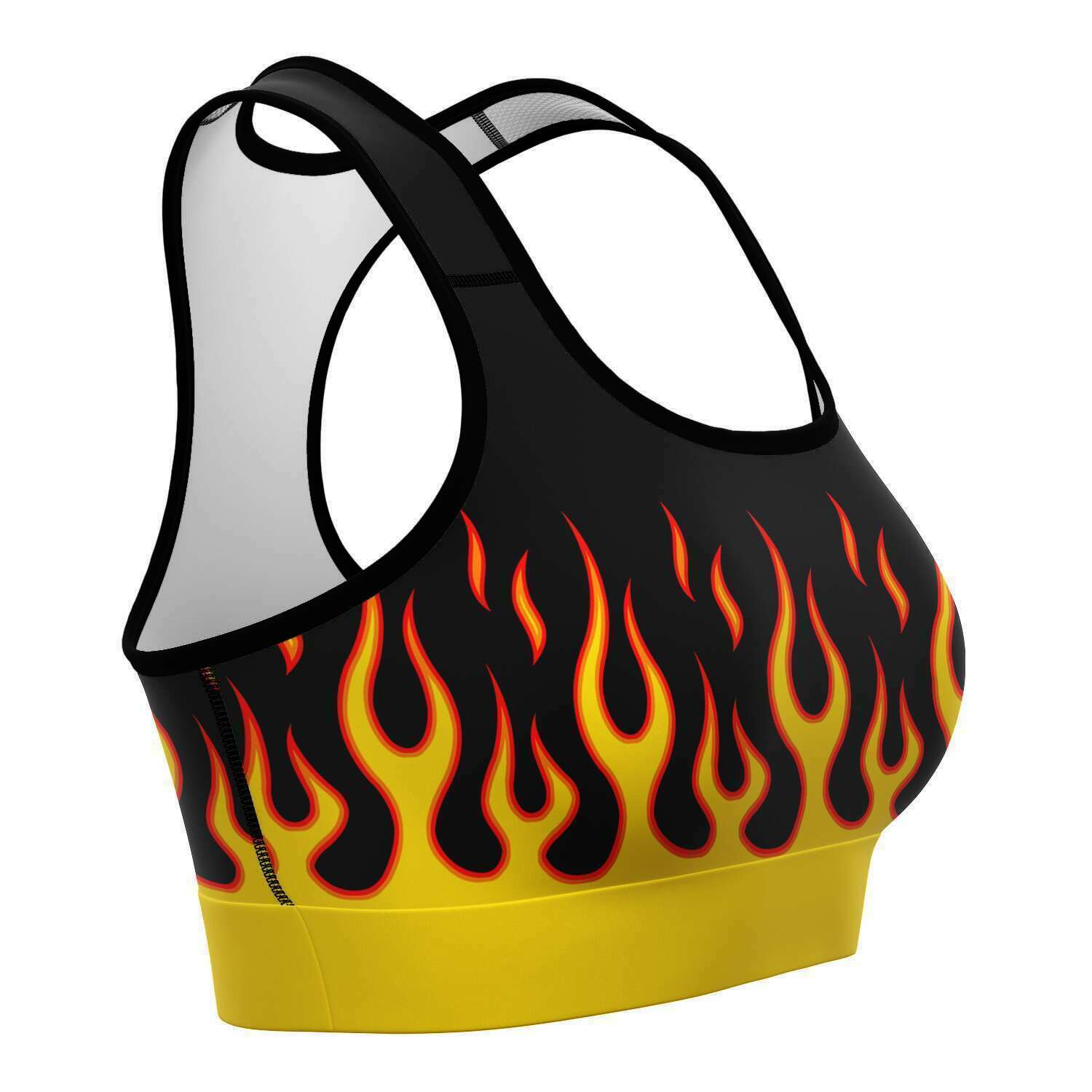 Women's Classic Hot Rod Fire Flames Drip Athletic Sports Bra right