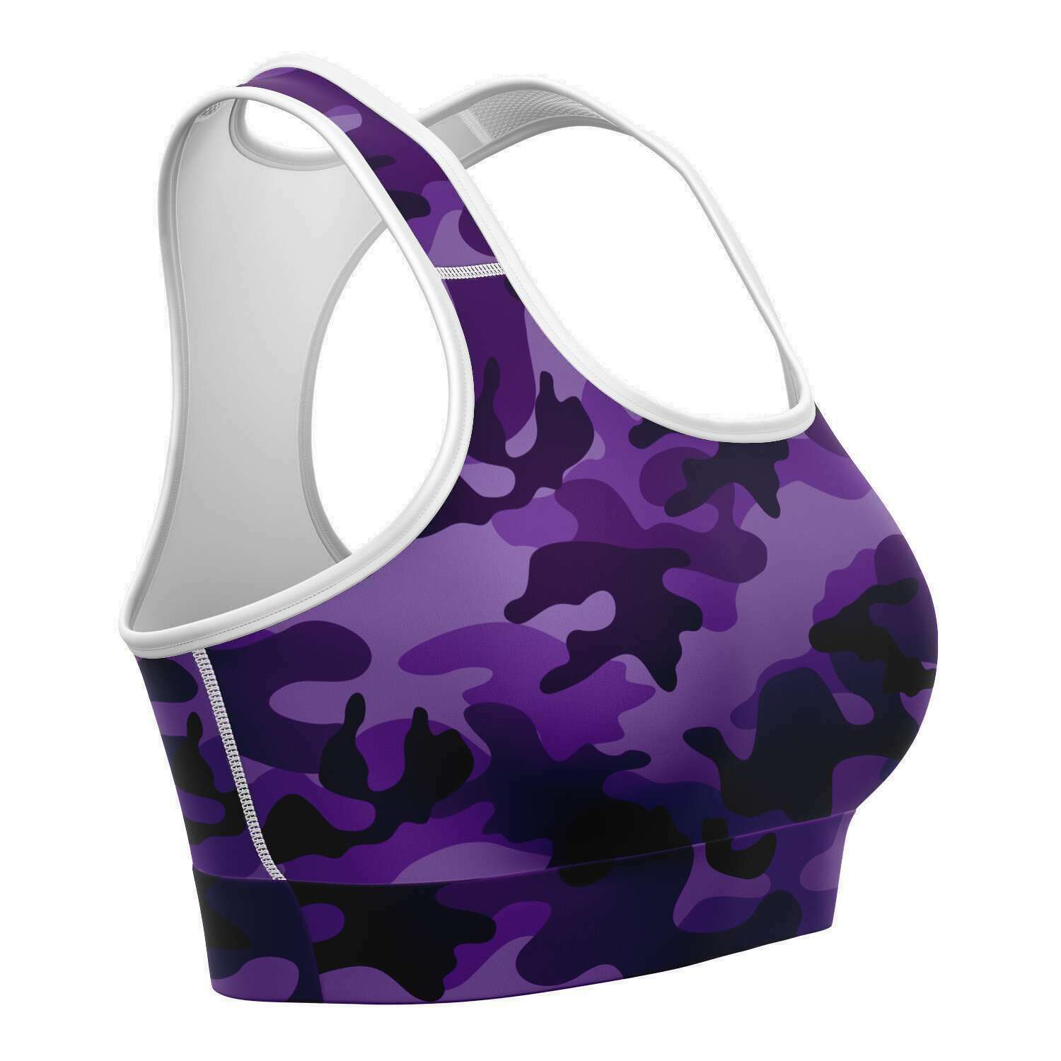 Women's All Purple Camouflage Athletic Sports Bra Right