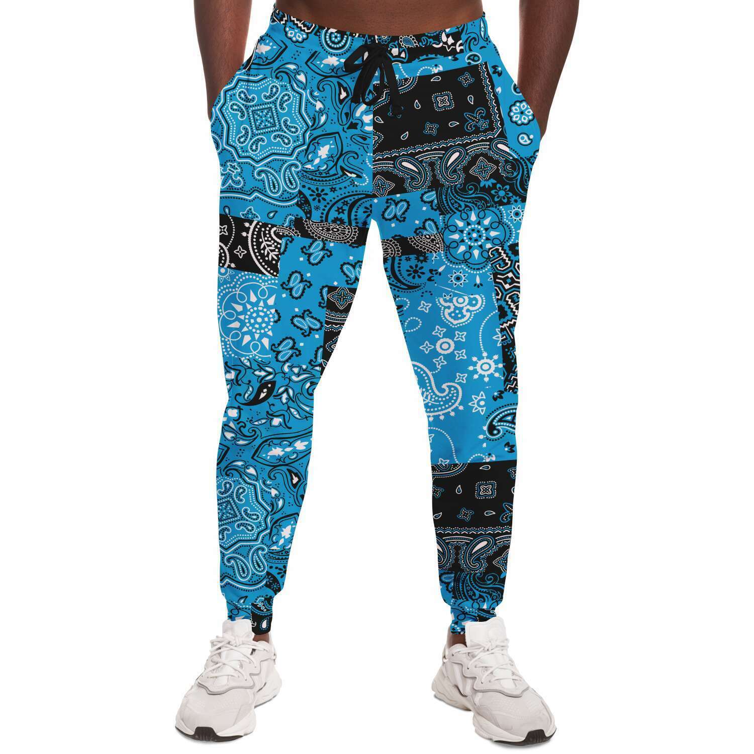 Unisex Teal Paisley Patchwork Joggers