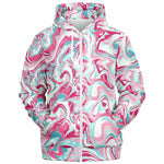 Unisex Pink Blue Marble Paint Swirls Zip-Up Hoodie
