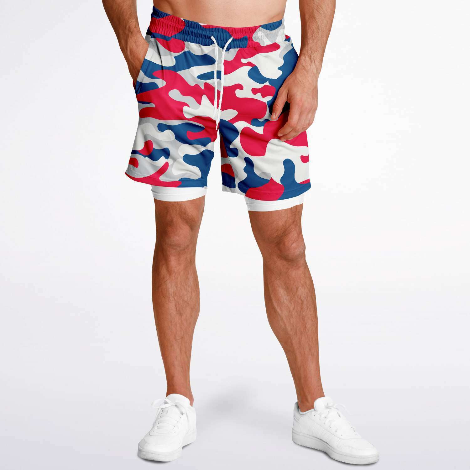 Red White Blue Camo Shorts
