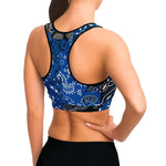 Blue Paisley Patchwork Sports Bra