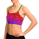 Women's Rainbow Galaxy Night Stars Athletic Sports Bra Model Left