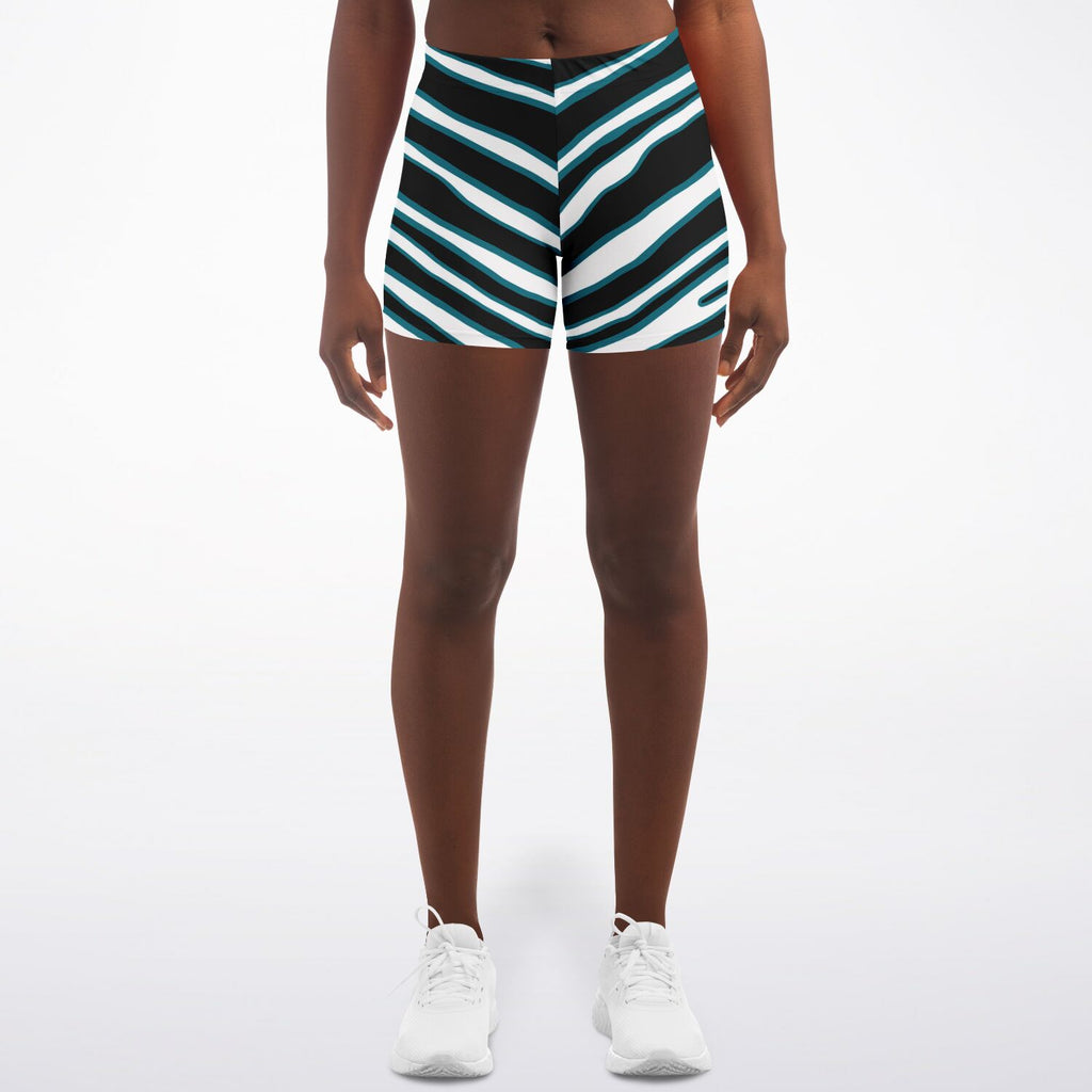 Women's Jacksonsville Florida Football Zebra Stripe Animal Pattern Mid-rise Athletic Booty Shorts