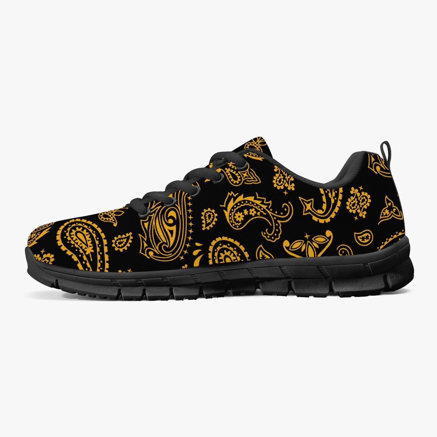 Half Black Yellow Paisley Sneakers