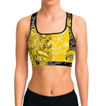 Yellow Paisley Patchwork Sports Bra