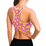 Women's Pink Star Power Athletic Sports Bra Model Right