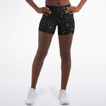 Women's CMYK Paint Splatter Galaxy Athletic Booty Shorts