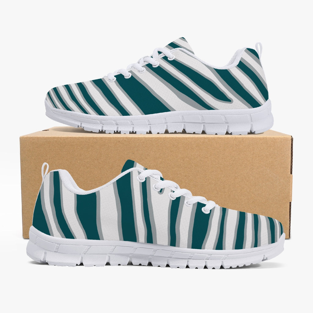 Unisex Philadelphia Football Green Wild Zebra Stripe Animal Pattern Athletic Running Shoes Sneakers