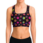 Women's Punk Star Power Athletic Sports Bra Model Front