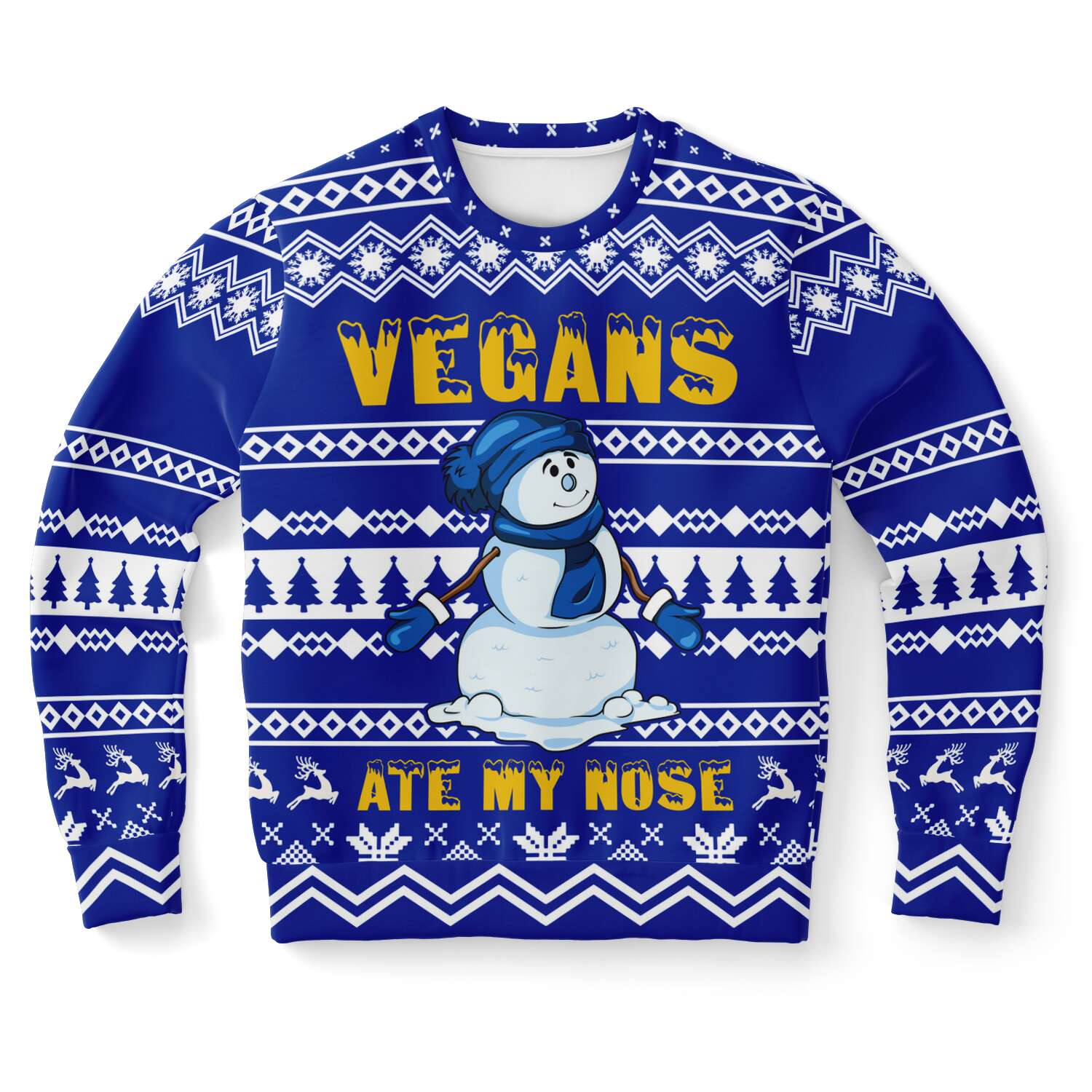 Funny Vegans Ate My Nose Snowman Ugly Christmas Party Sweater