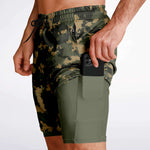 Men's 2-in-1 Digital Pixel Marine MARPAT Camouflage Gym Shorts