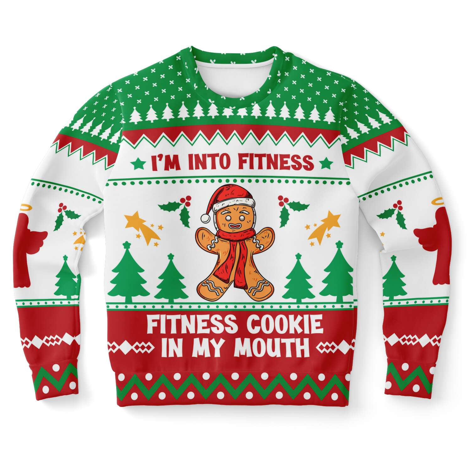 Funny I'm Into Fitness Cookie Mouth Ugly Christmas Sweater Party