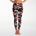 Women's Urban Jungle Red White Black Camouflage High-waisted Yoga Leggings 