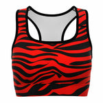 Women's Red Bengal Tiger Animal Print Pattern Athletic Sports Bra