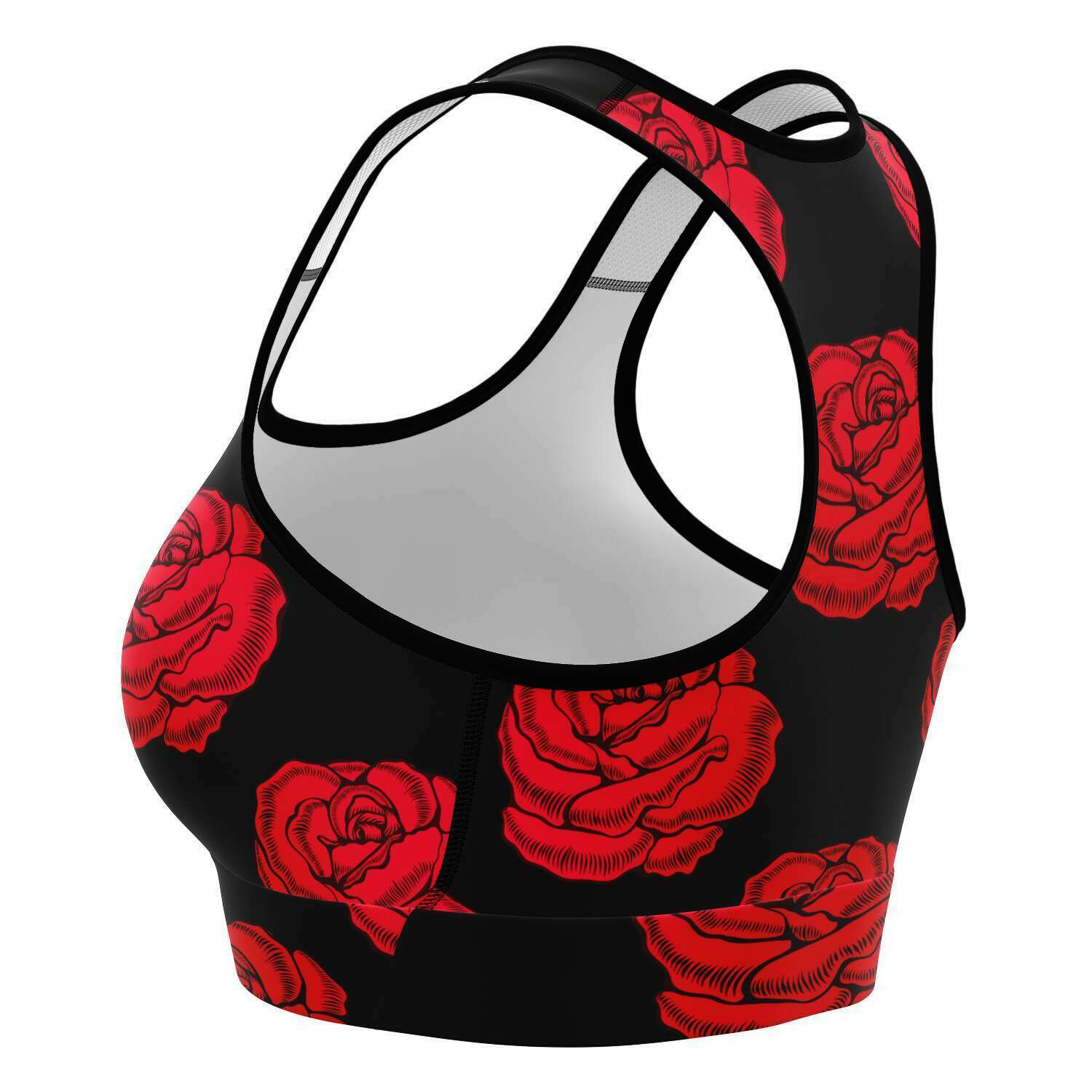 Women's Roses Are Red Valentines Athletic Sports Bra Left