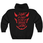 Black Red Squat So Deep Strong Gym Fitness Weightlifting Powerlifting CrossFit Muscle Hoodie Back