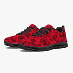 Women's Red Black Paisley Bandana Gym Workout Running Sneakers Overview