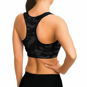 All Black Camo Sports Bra