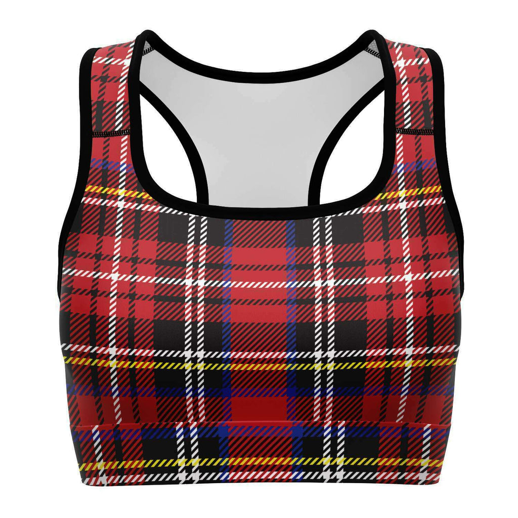 Women's Punk Rock Plaid Athletic Sports Bra