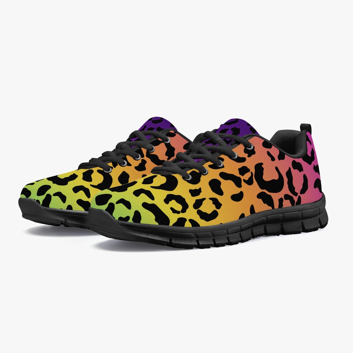 Women's Rainbow Gradient Leopard Cheetah Gym Workout Running Sneakers Overview