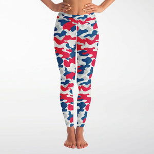 Women's Urban Jungle Red White Blue USA Camouflage High-Waisted Yoga Leggings