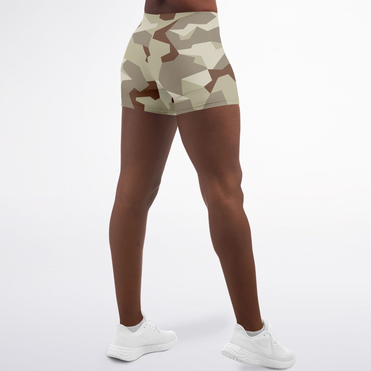 Women's M90 Desert Storm Modern Soldier Urban Warfare Camouflage Mid-Rise Athletic Booty Shorts