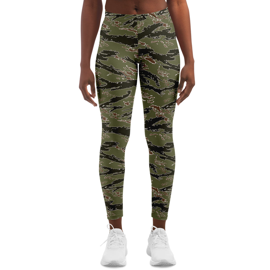 Women's Vietnam Tiger Stripe Camouflage Mid-rise Yoga Leggings